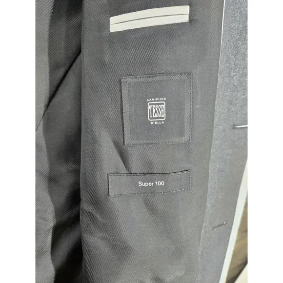 Hugo Boss Lanificio Tesse Bella Italy Dual Vent Gray‎ Blazer Super Jacket 44L